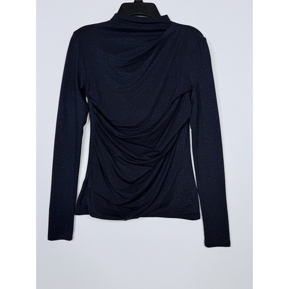 ENZA COSTA Jersey Twist Top Glitter Metallic Navy Blue Womens Size Small - Picture 2 of 6